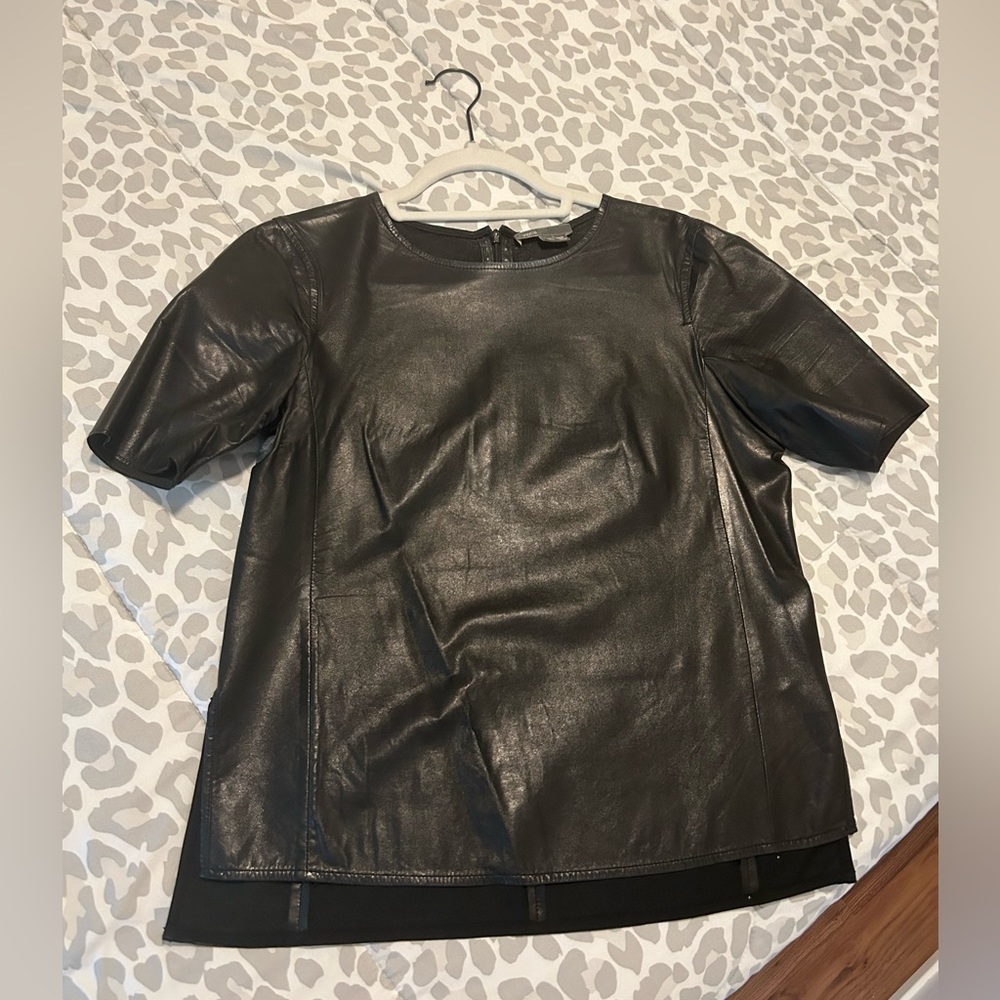Vince black leather tshirt
